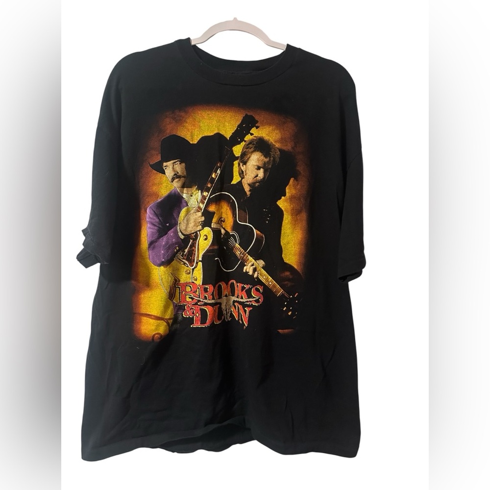 American Vintage Black Brooks & Dunn Graphic Tee with Yellow and Purple Artwork